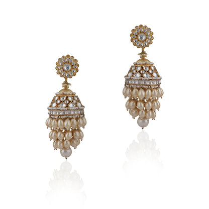 Jhumki Earings With Layers Of Pearls