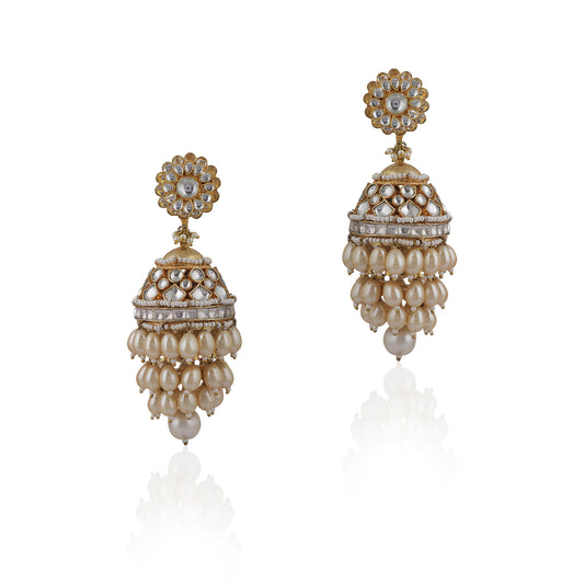 Jhumki Earings With Layers Of Pearls