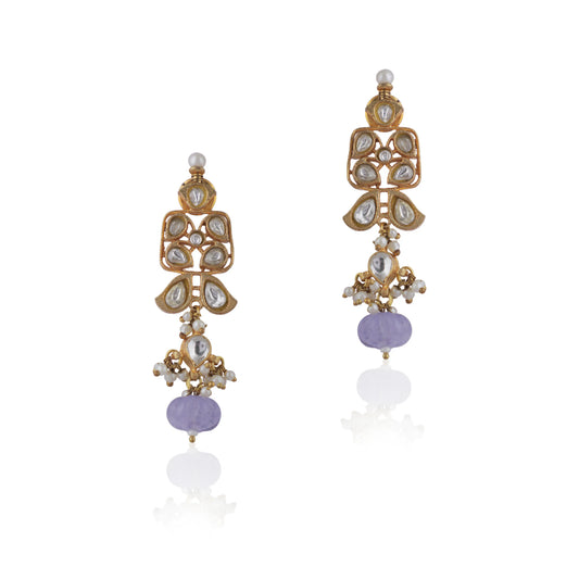 Purple Beads Small Earrings