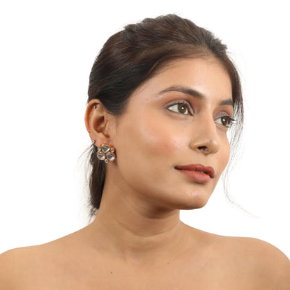 White Jadtar Stone Studs