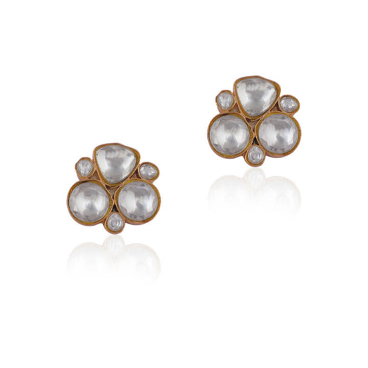 White Jadtar Stone Studs
