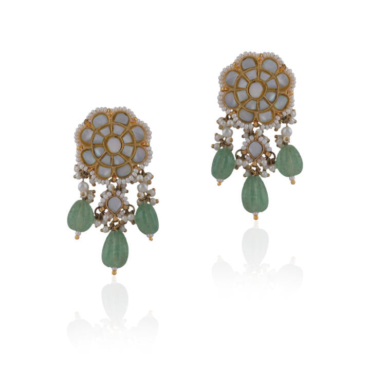 Seep Stone Studs With Sea Green Drop