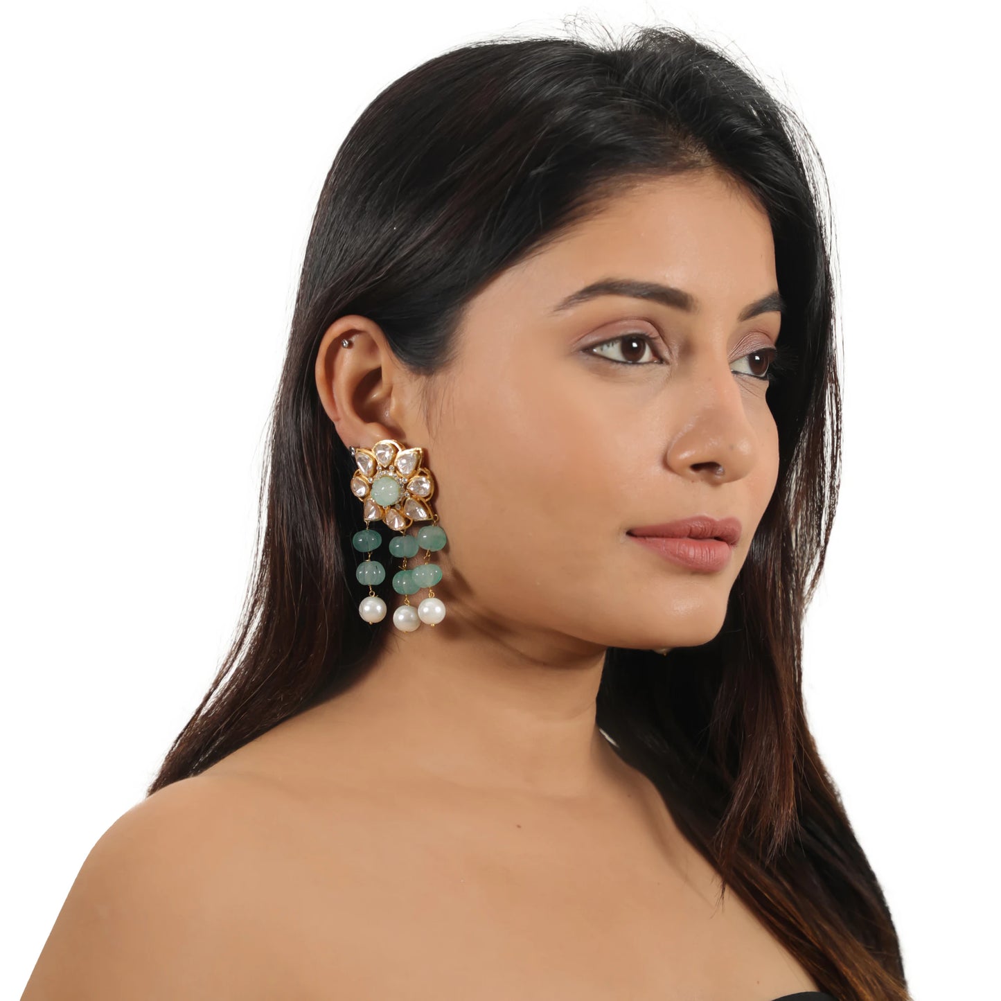 Sea Green Flower Earrings/Statement Earrings