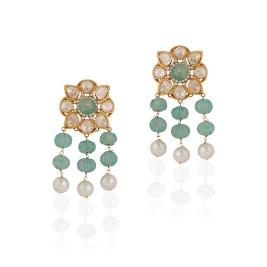 Sea Green Flower Earrings/Statement Earrings