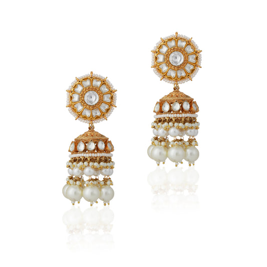 white gold pearl jhumka trendy jhumka earrings