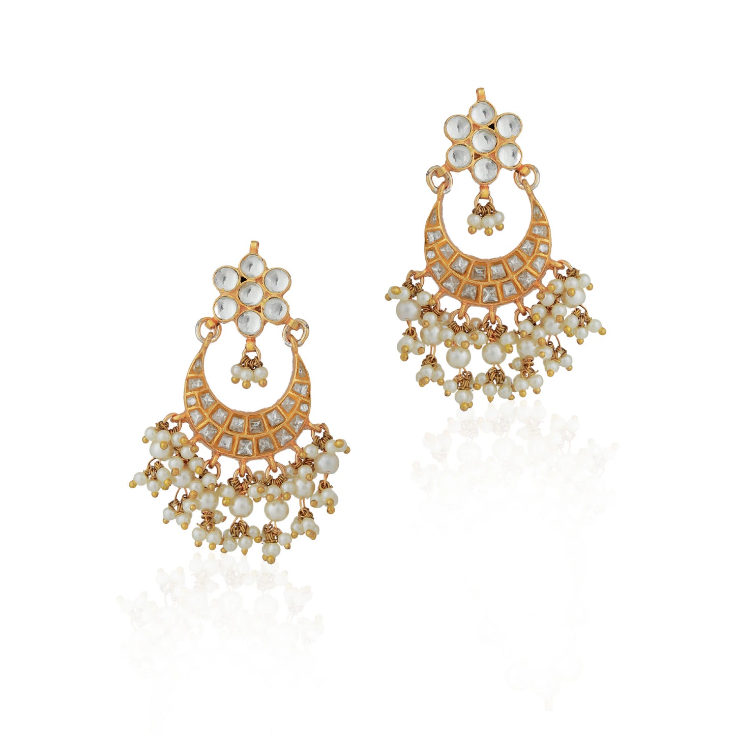 chandbali jadau white earrings/party wear jewelery