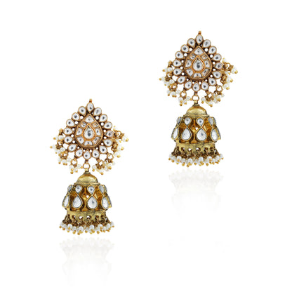 White jadtar jhumka/Bridesmaid jadau jhumka/wedding earrings