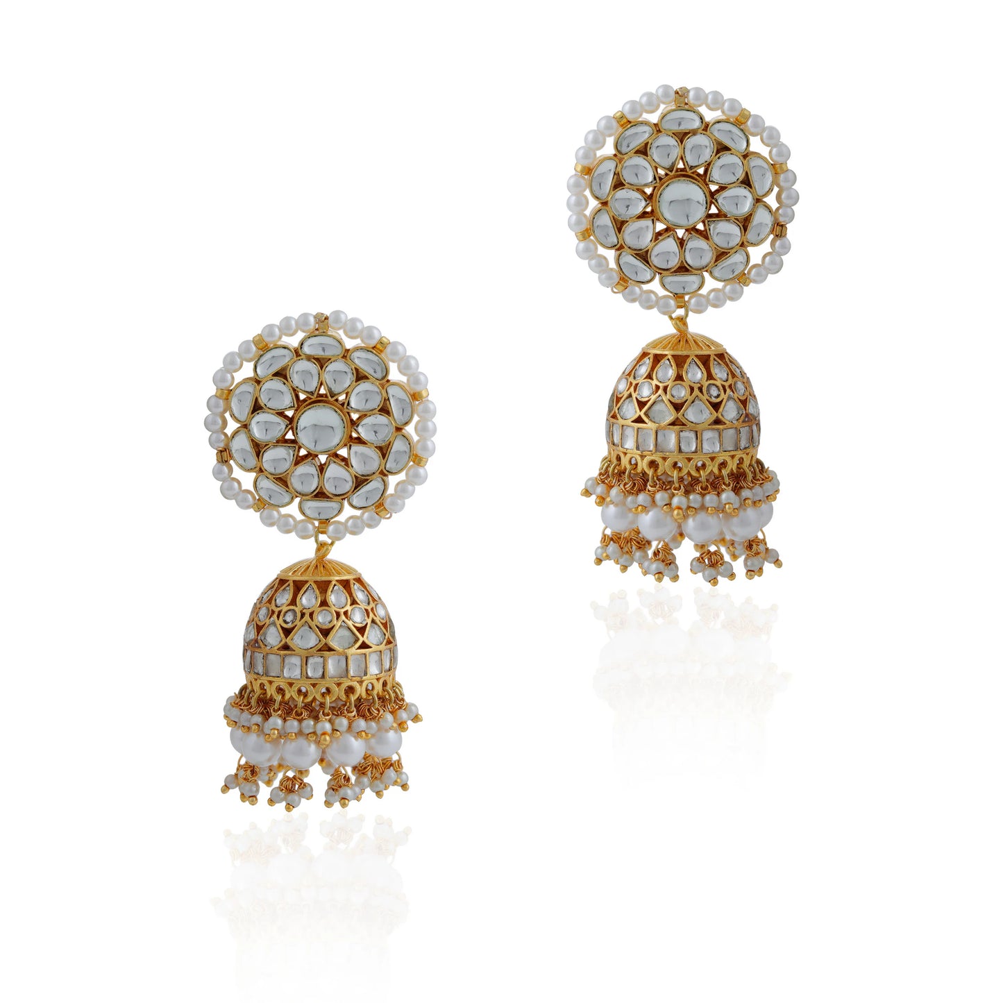 White Pearl gold plated jhumka