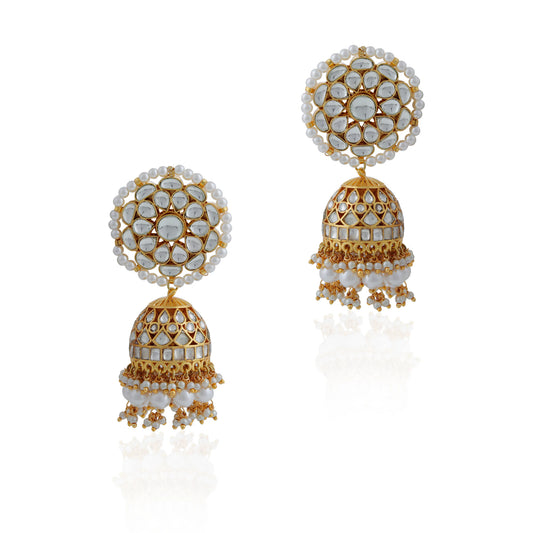 White Pearl gold plated jhumka