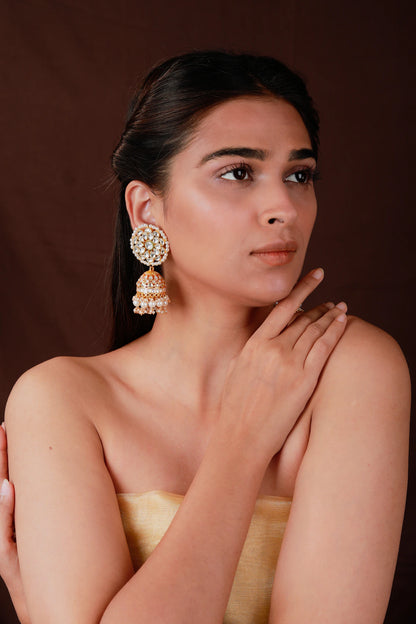 White Pearl gold plated jhumka