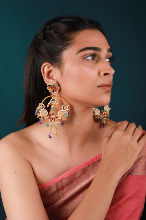 Indian wedding earrings/blue beaded earring