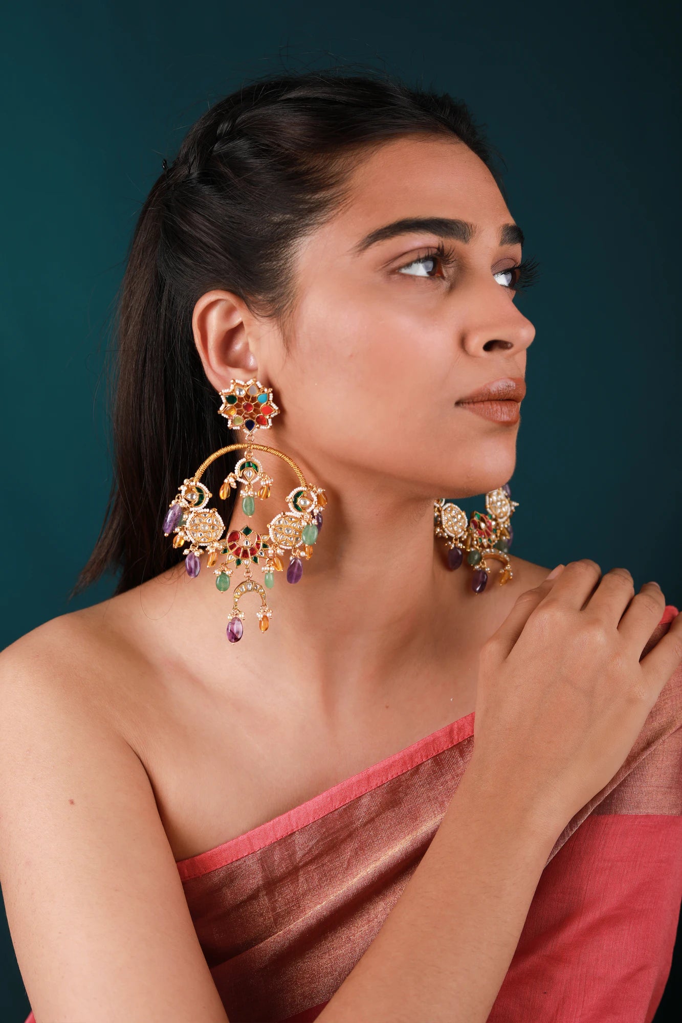 Indian wedding earrings/blue beaded earring