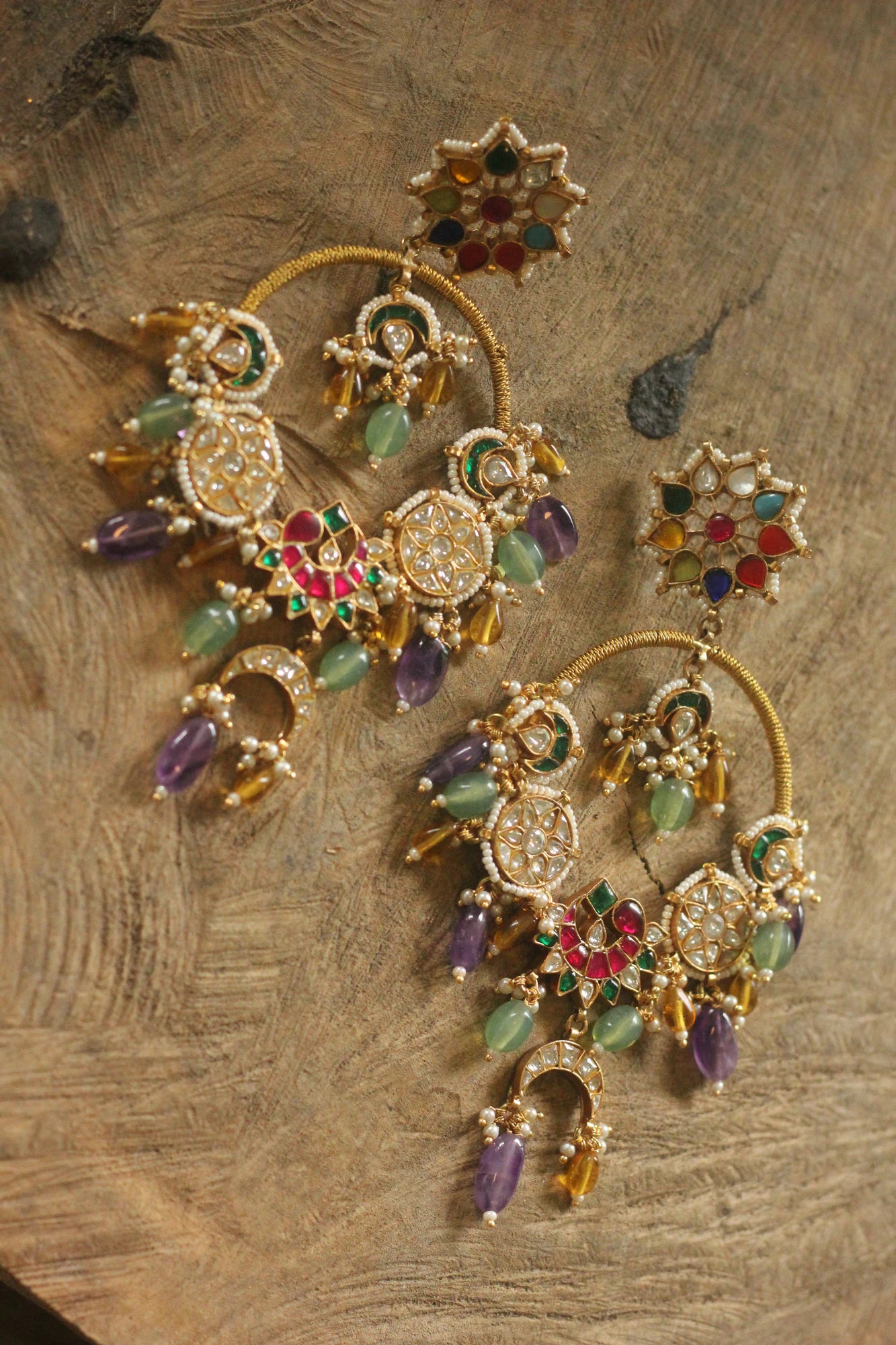 Indian wedding earrings/blue beaded earring