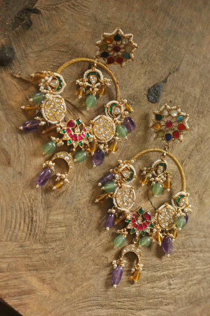 Indian wedding earrings/blue beaded earring