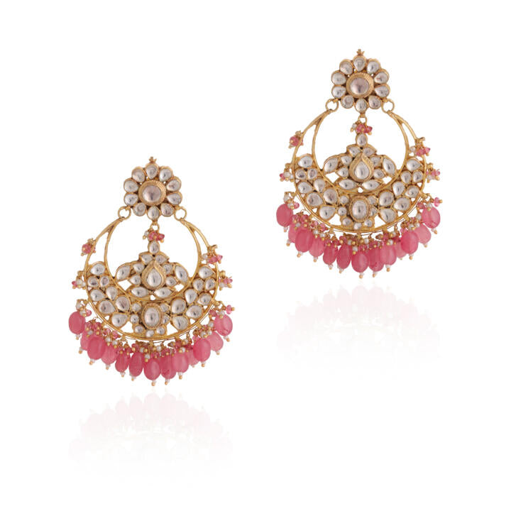 Multicolor gold plated jadau kundan earrings
