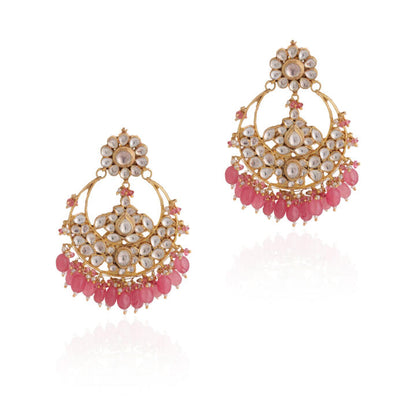 Multicolor gold plated jadau kundan earrings