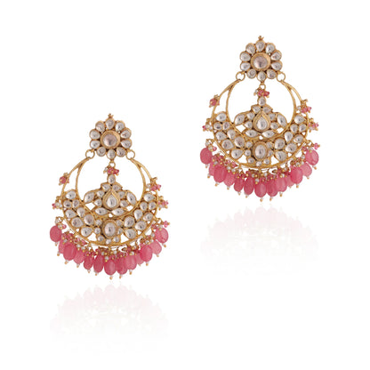 Multicolor gold plated jadau kundan earrings