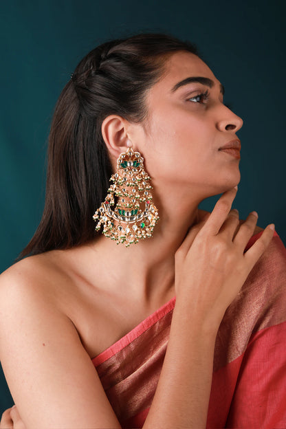 Gold plated multicolor ethnic wear earrings