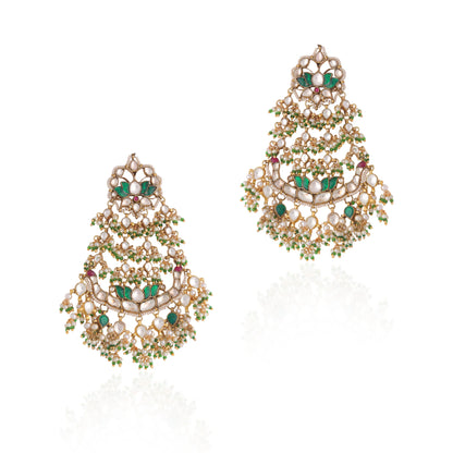 Gold plated multicolor ethnic wear earrings