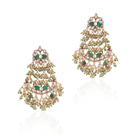 Gold plated multicolor ethnic wear earrings