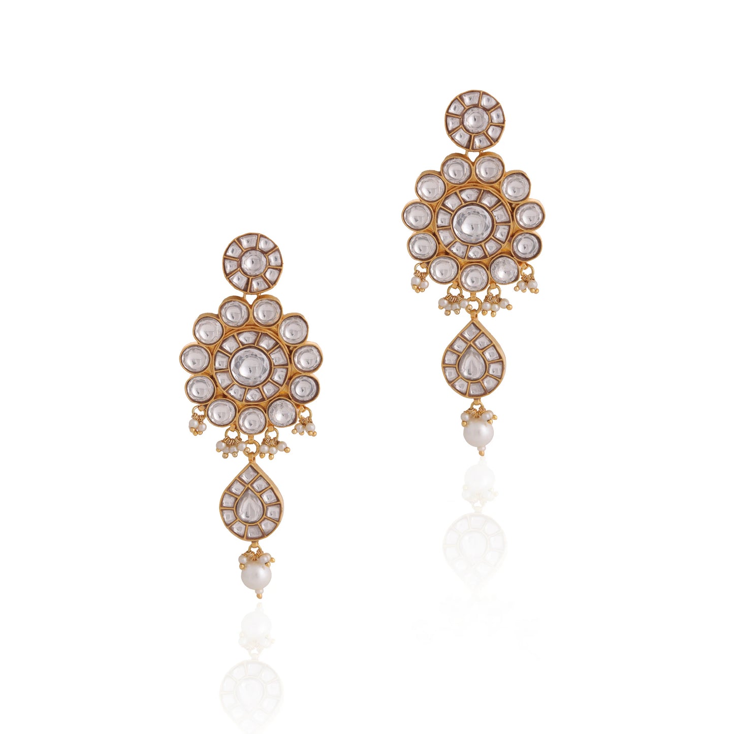 White pearls long earrings