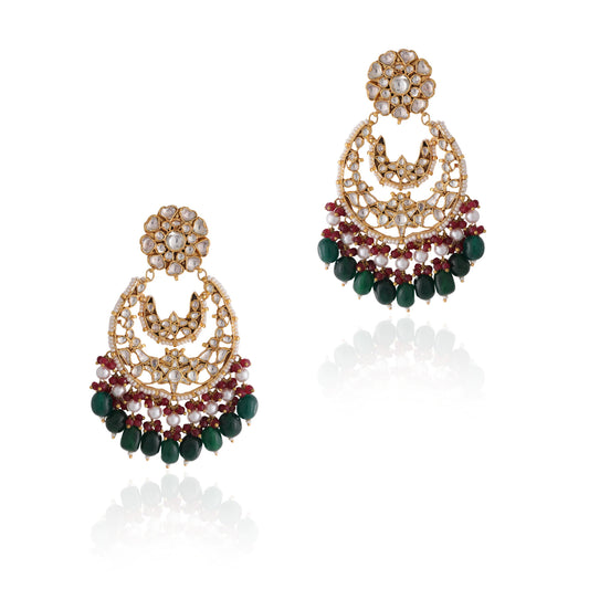 Red & Green Gold plated chandbaali