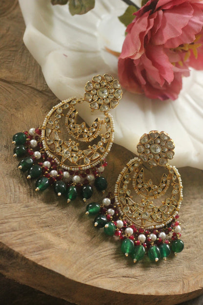 Red & Green Gold plated chandbaali