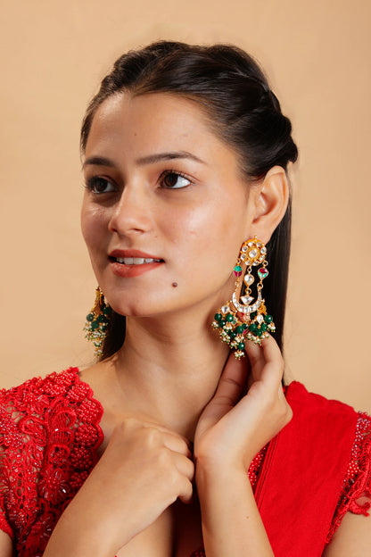 jadtar earrings designer chandbali green indian jewelery