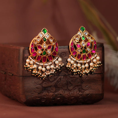 pink green chandshade earrings studs