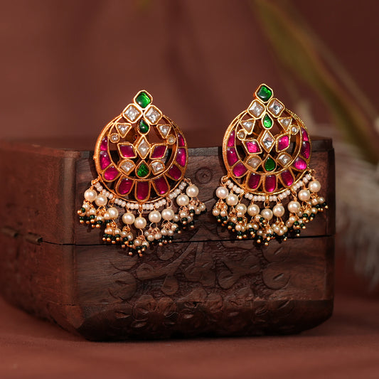pink green chandshade earrings studs
