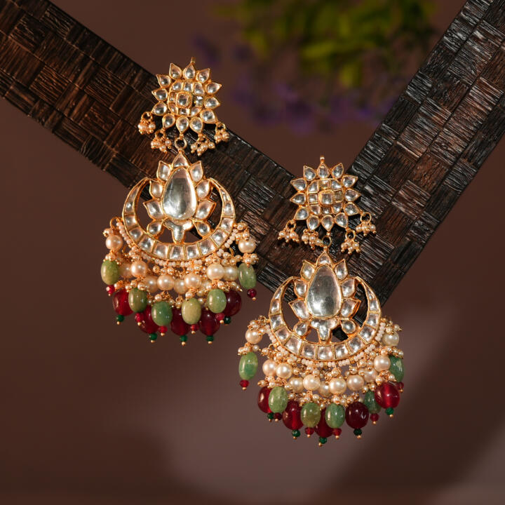 Red chandbaali with jadau stone