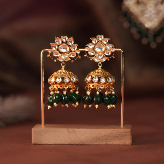 Emerald green beaded jhumka