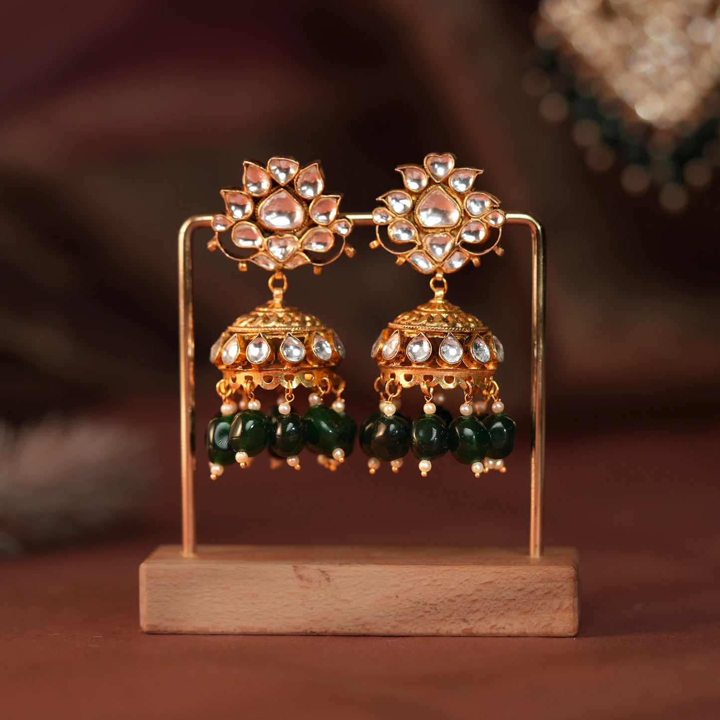 Emerald green beaded jhumka
