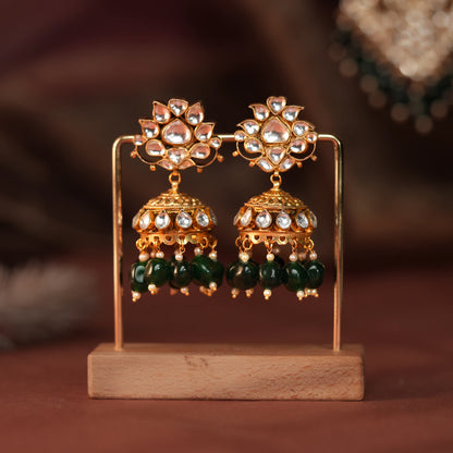 Emerald green beaded jhumka