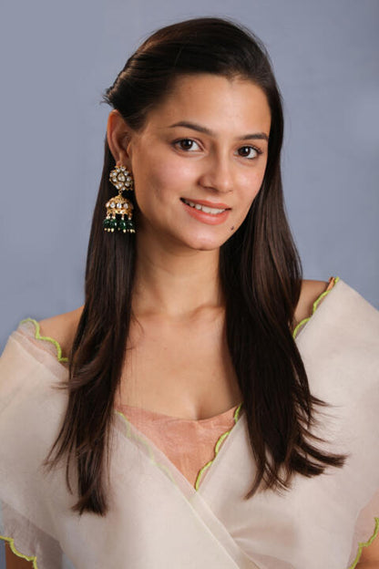 Emerald green beaded jhumka