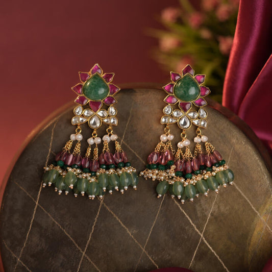 Multicolour designer long earrings