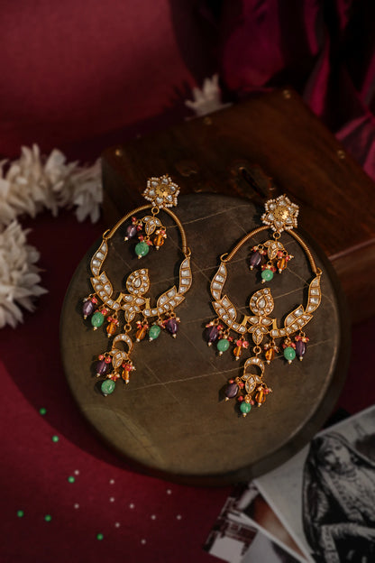 Chandbali earings with multicolour beads