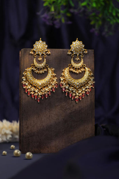 Mozonite earings with rose pink hangings