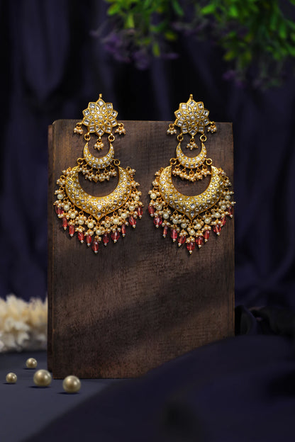 Mozonite earings with rose pink hangings