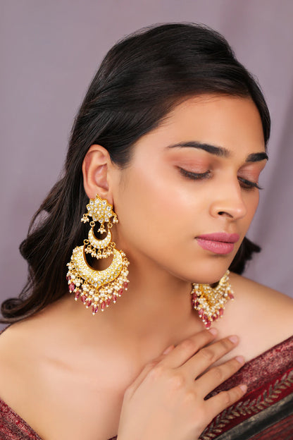 Mozonite earings with rose pink hangings