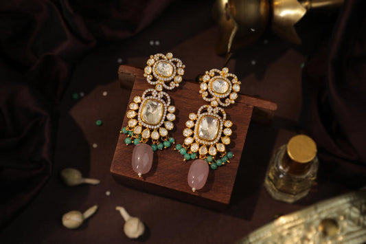Mozanite earings with pastel beads
