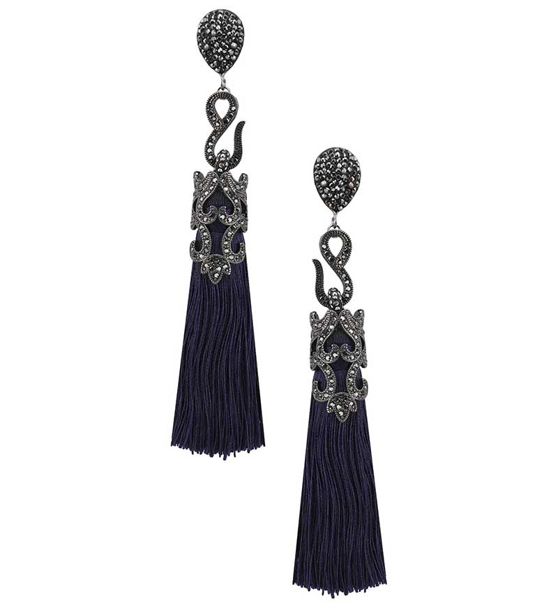 Blue Tasseled Earrings