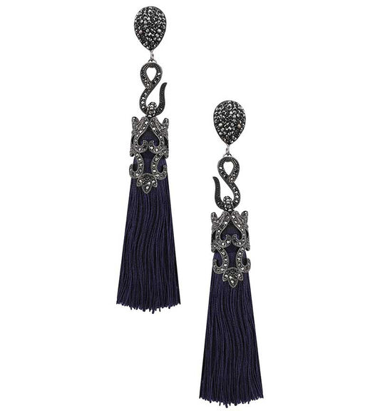 Blue Tasseled Earrings