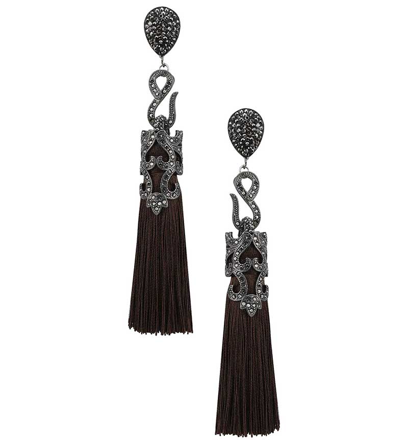 Brown Tasseled Earrings