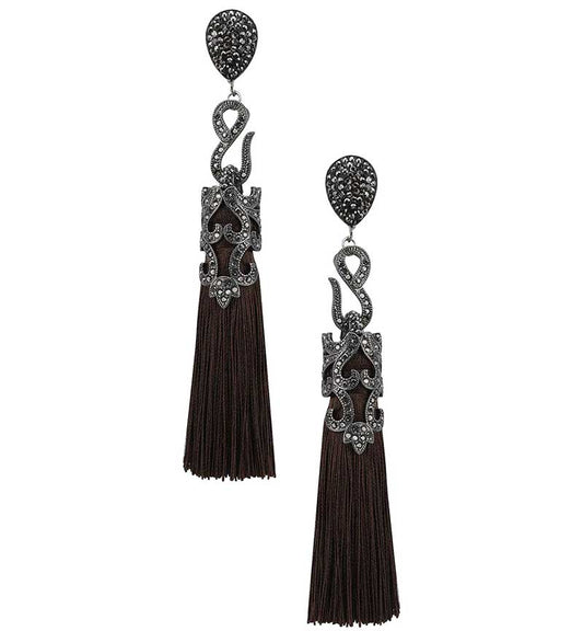Brown Tasseled Earrings