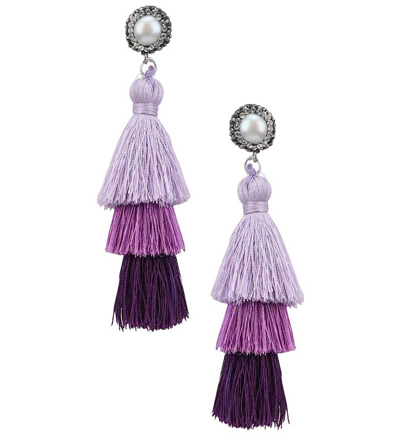 Shaded Purple Tasseled Earrings