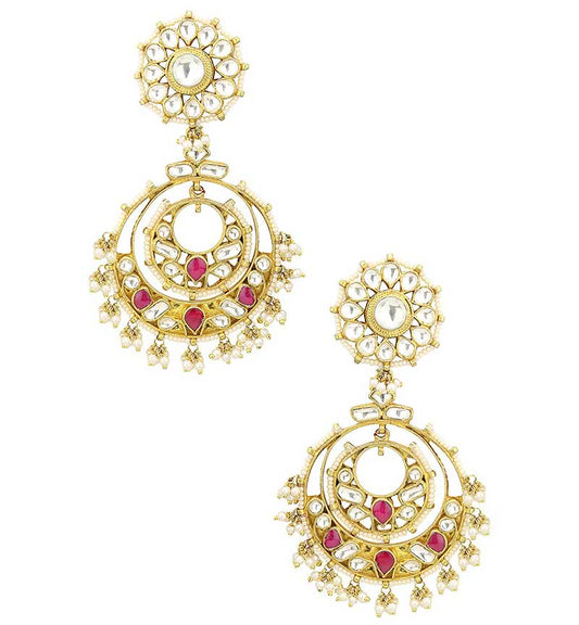 White & Pink Jadtar Chandbali