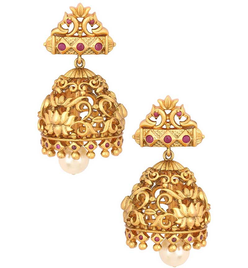 Floral Designed Gold Plated Earrings