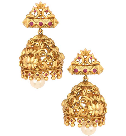 Floral Designed Gold Plated Earrings