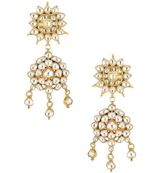 Gold Finish Jadtar Stone Earrings